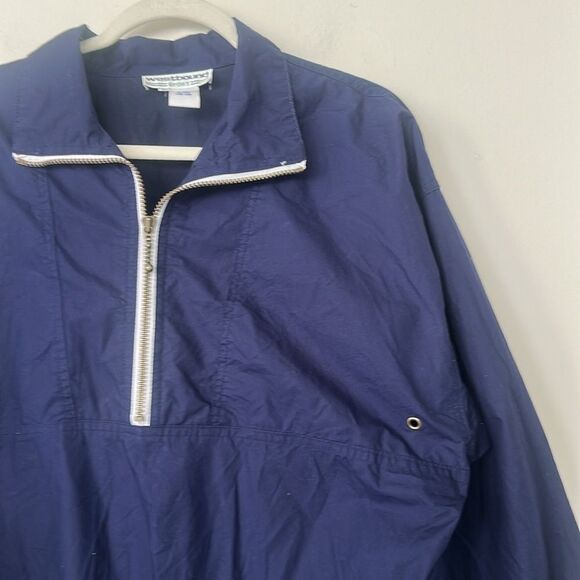 Westbound Cotton Vintage Blue Nautical Pullover Jacket L - Picture 2 of 6